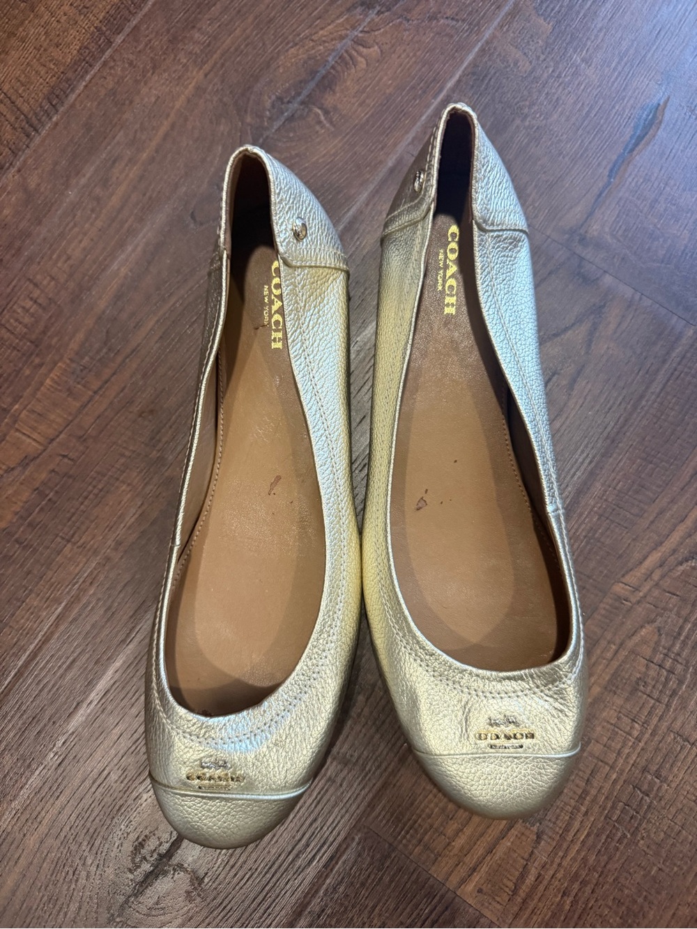 Coach Metallic Gold Leather Ballet Flats